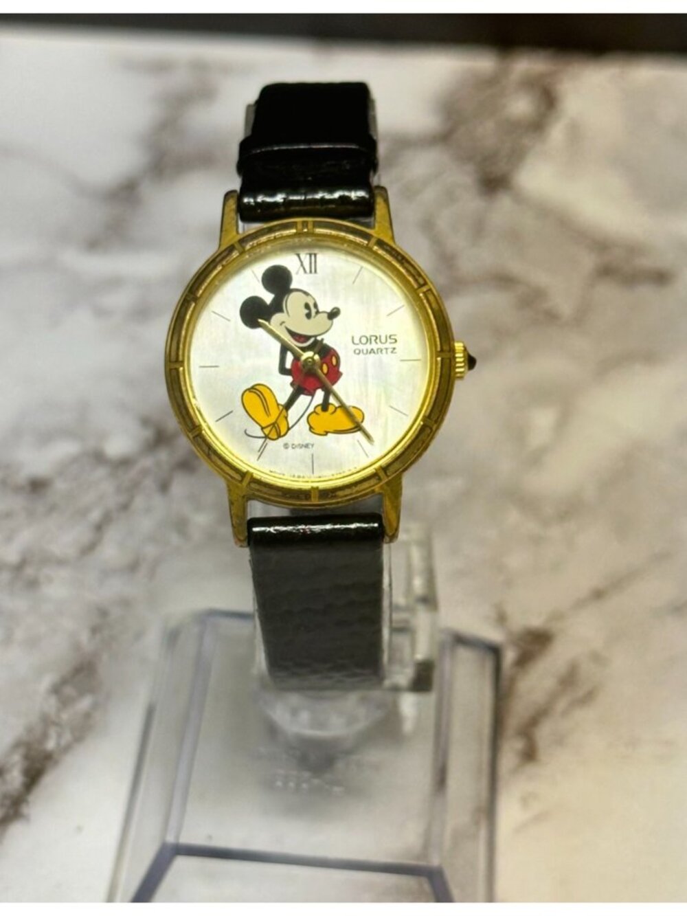 Vintage Lorus Disney Mickey Mouse Watch Women Black Band JV811-1410 New Battery